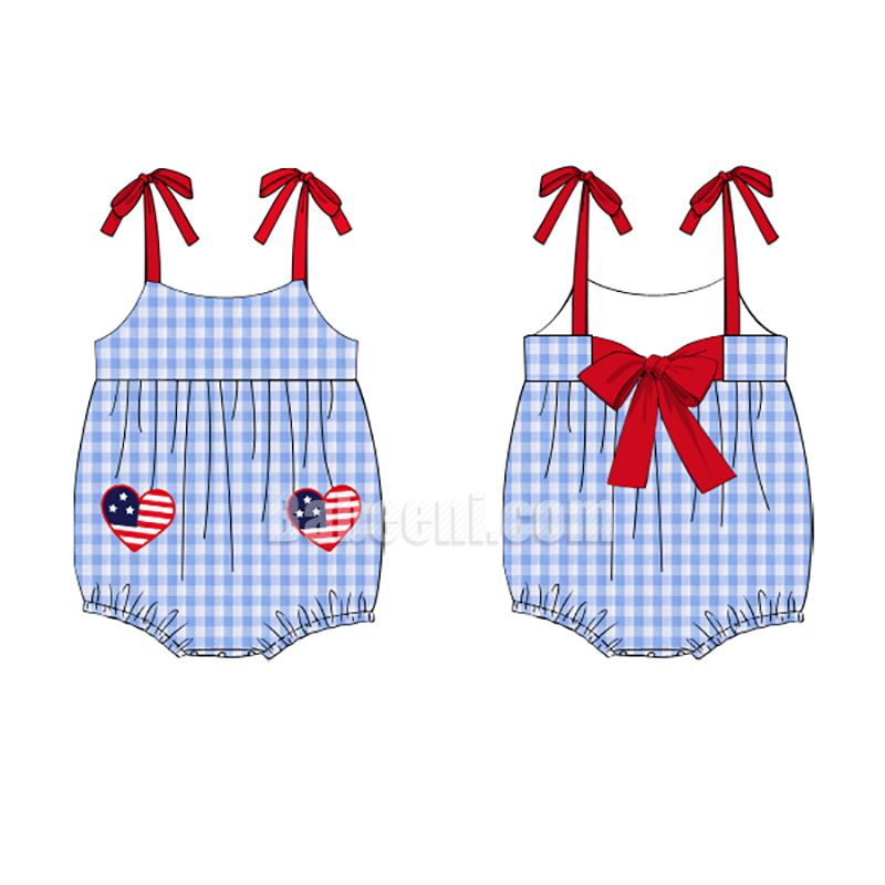 Independence day girl bubble with applique US Flag heart- DR 2757